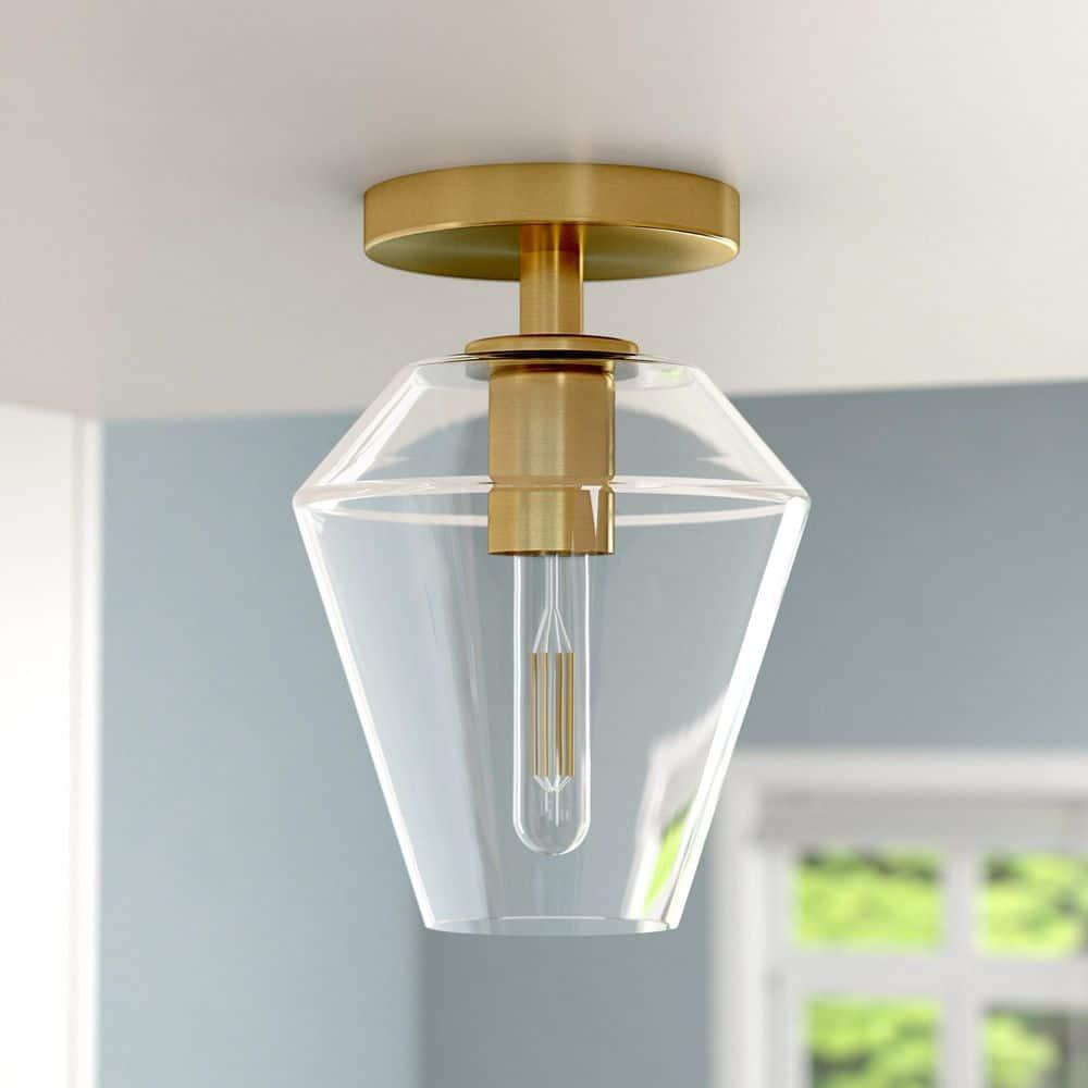 Evelyn&Zoe 7" Gold Semi Flush Mount