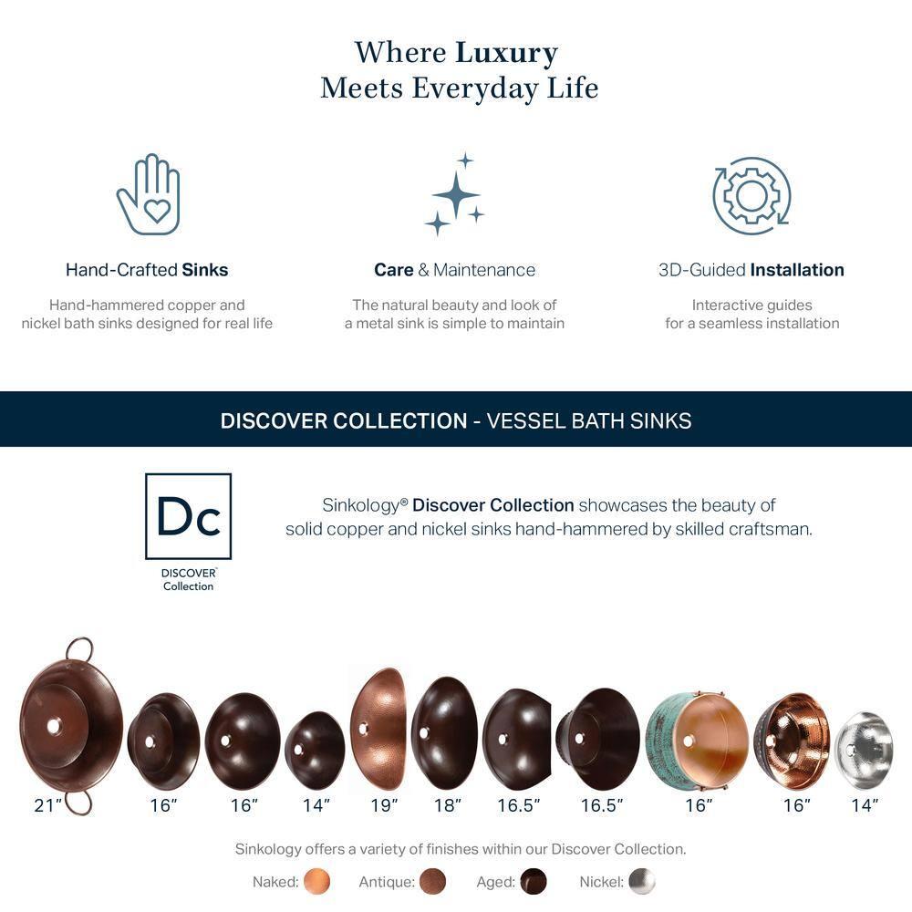 Copernicus 21" Vessel Bathroom Sink in Copper