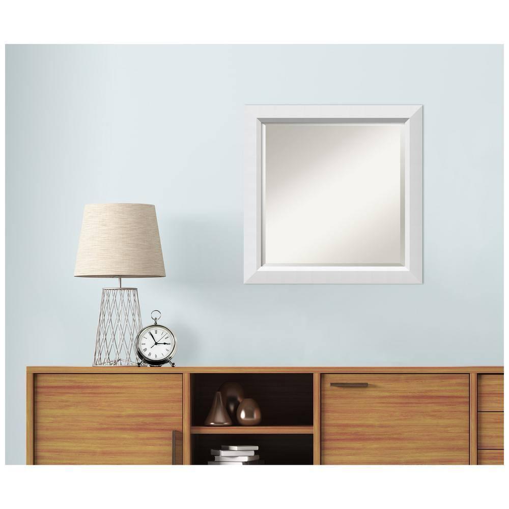 Amanti Art Blanco White Beveled Wood Wall Mirror 24.25 x 24.25 in.