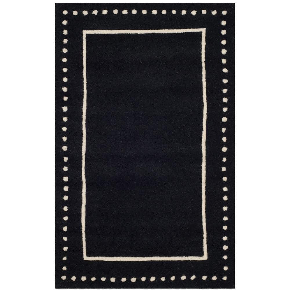 Bella BEL151 Hand Tufted Accent Rug - Black/Ivory - 2'6"x4' - Safavieh.
