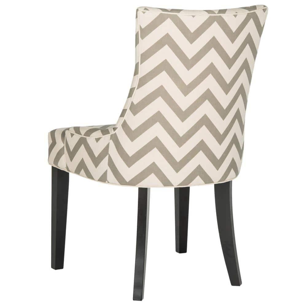 SAFAVIEH Lester 19" H Contemporary Glam Dining Chair, Grey/White/Espresso, Set of 2