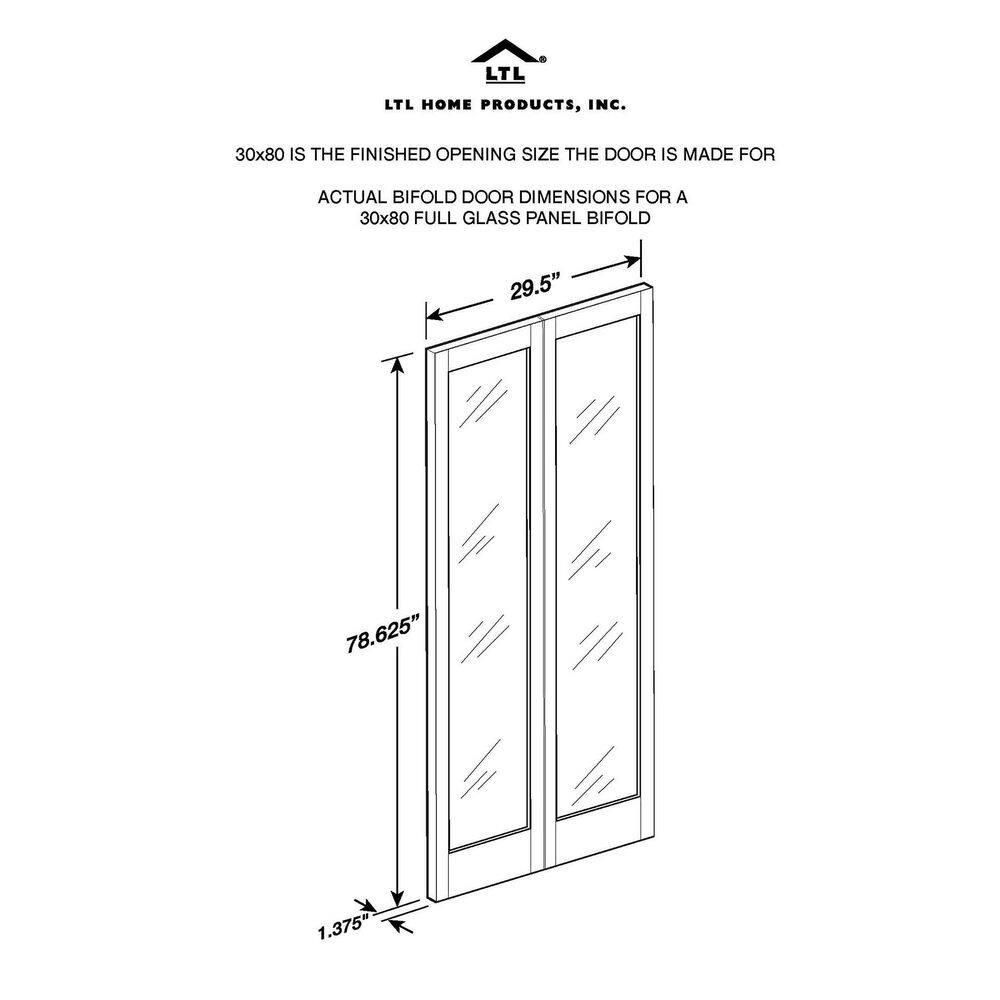 American Wood 837326 30 x 80 in. Full Glass Mission Bifold Door, Unfinished Pine
