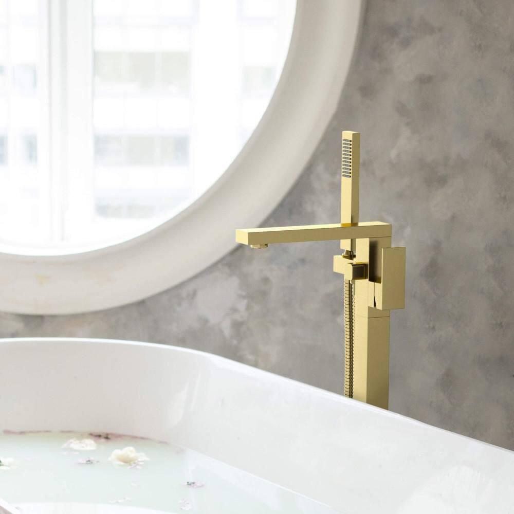 Cube Floor Tub Spout with Diverter