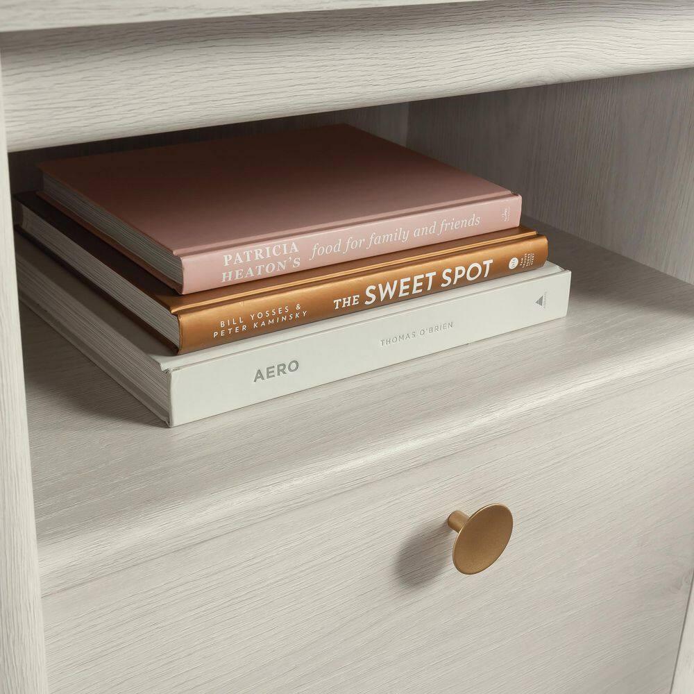 Dover Edge 1 Drawer Nightstand with Shelf Glacier Oak - Sauder: Mid-Century Modern Bedside Table, Laminated Surface, Metal Hardware