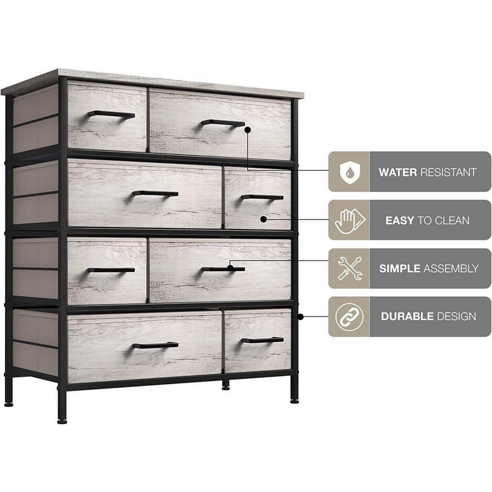 Sorbus Sorbus 8 Drawers Dresser with Steel Frame and Wood Top in Rustic