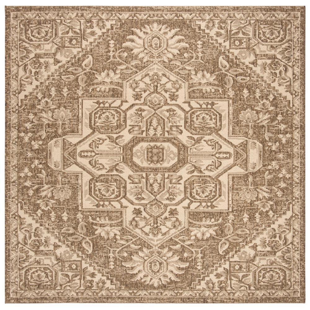 Beach House BHS138 POWER LOOMED Indoor/Outdoor Area Rug - Cream/Beige - 8'x8' - Safavieh