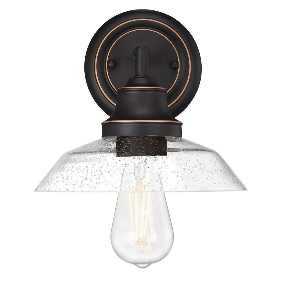 Westinghouse Lighting  Iron Hill One-Light Indoor Wall Fixture - 1-Light Oil Rubbed Bronze with Seeded Glass