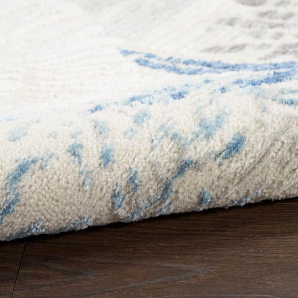 Nourison Pompeii 7'10" x 9'10" Ivory Grey Blue Coastal, Nautical & Beach Indoor Rug