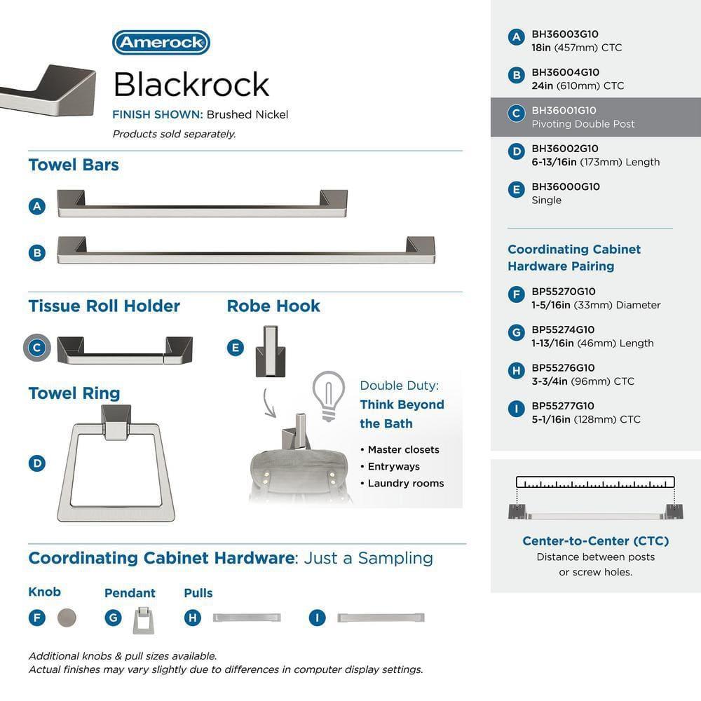 Amerock Blackrock Brushed Nickel Pivoting Double Post Toilet Paper Holder