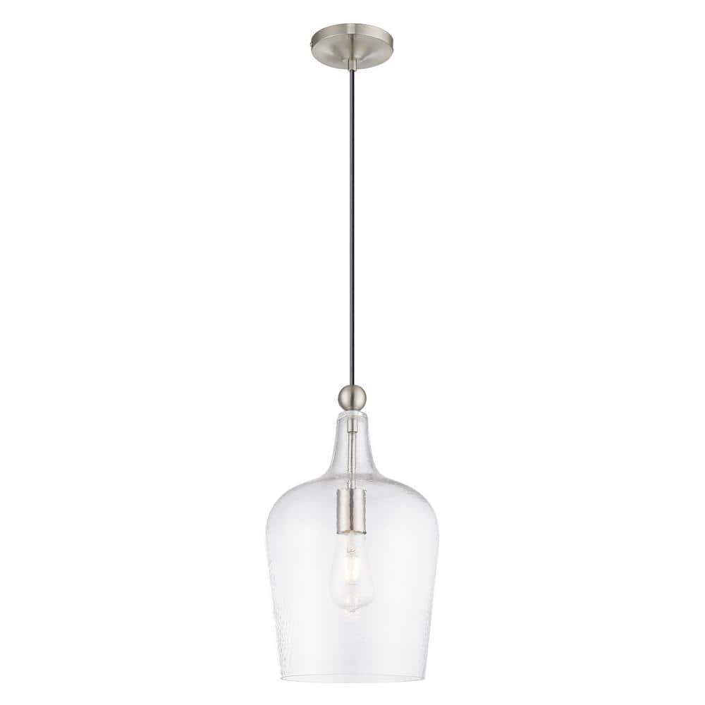 Livex Lighting Art Glass 1 - Light Pendant in  Brushed Nickel