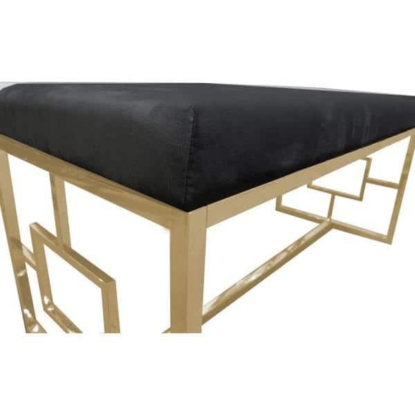 Best Master Velvet and Stainless Steel Bench in Black and Gold
