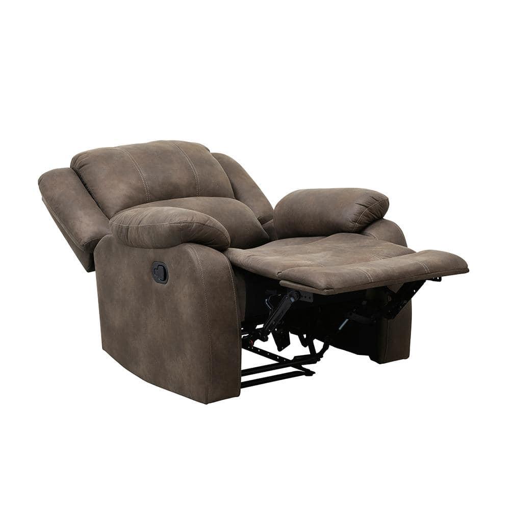 Lexicon Fairview Polished Microfiber Upholstered Manual Recliner in Brown