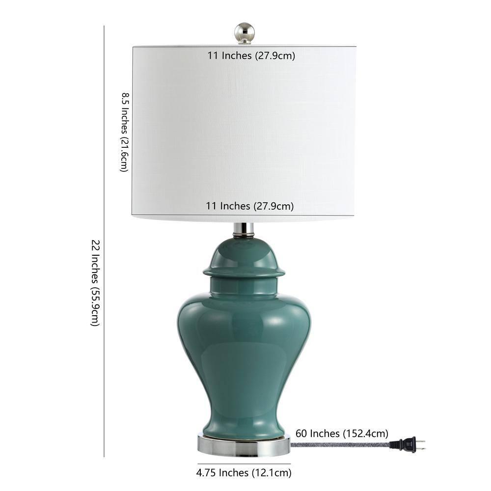 JONATHAN Y Qin 22" Ceramic/Iron Classic Cottage LED Table Lamp, Jade Green