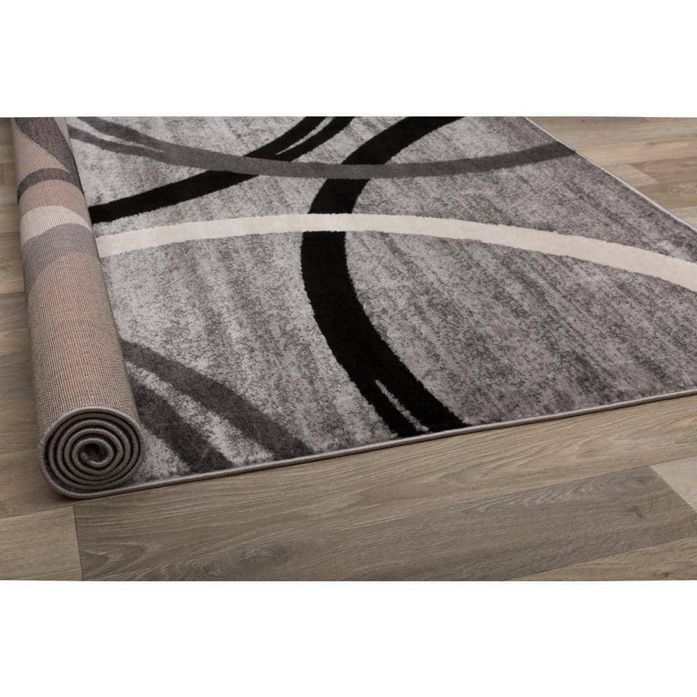 World Rug Gallery Contemporary Abstract Circles Design Area Rug - GRAY 4'x6'