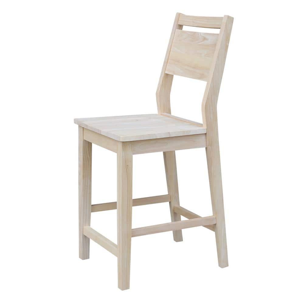 International Concepts Wood Slat Back Aspen Counter Height Panel Stool - Unfinished - 24" Seat Height