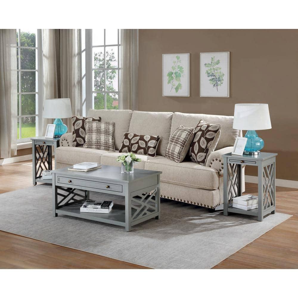 Alaterre Coventry 36" Coffee Table with Drawer and Two End Tables with Tray, Set of 3