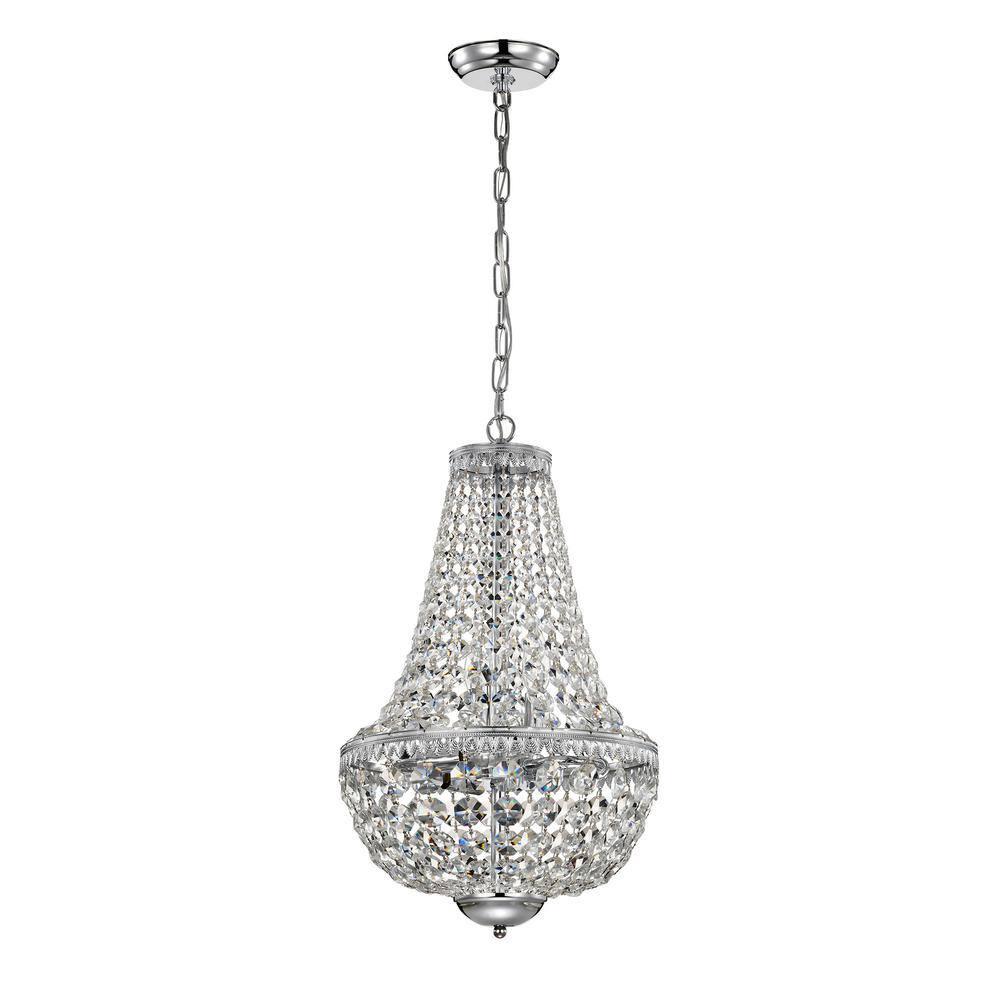 Edvivi 6-Light Chrome Crystal Empire Chandelier Pendant Ceiling Fixture | Glam Lighting
