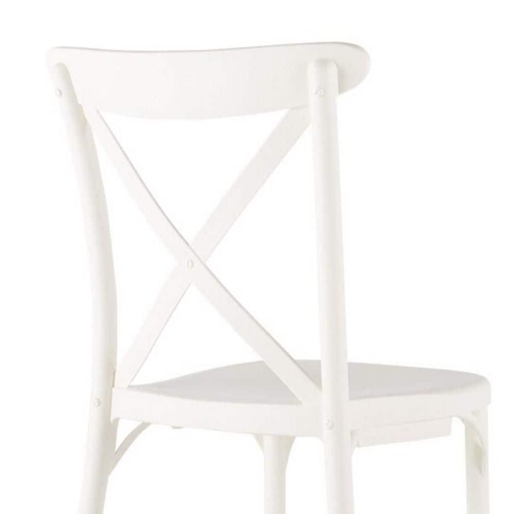 Strata Furniture Traditional Polypropylene Patio X-Chair in White (Set of 2)