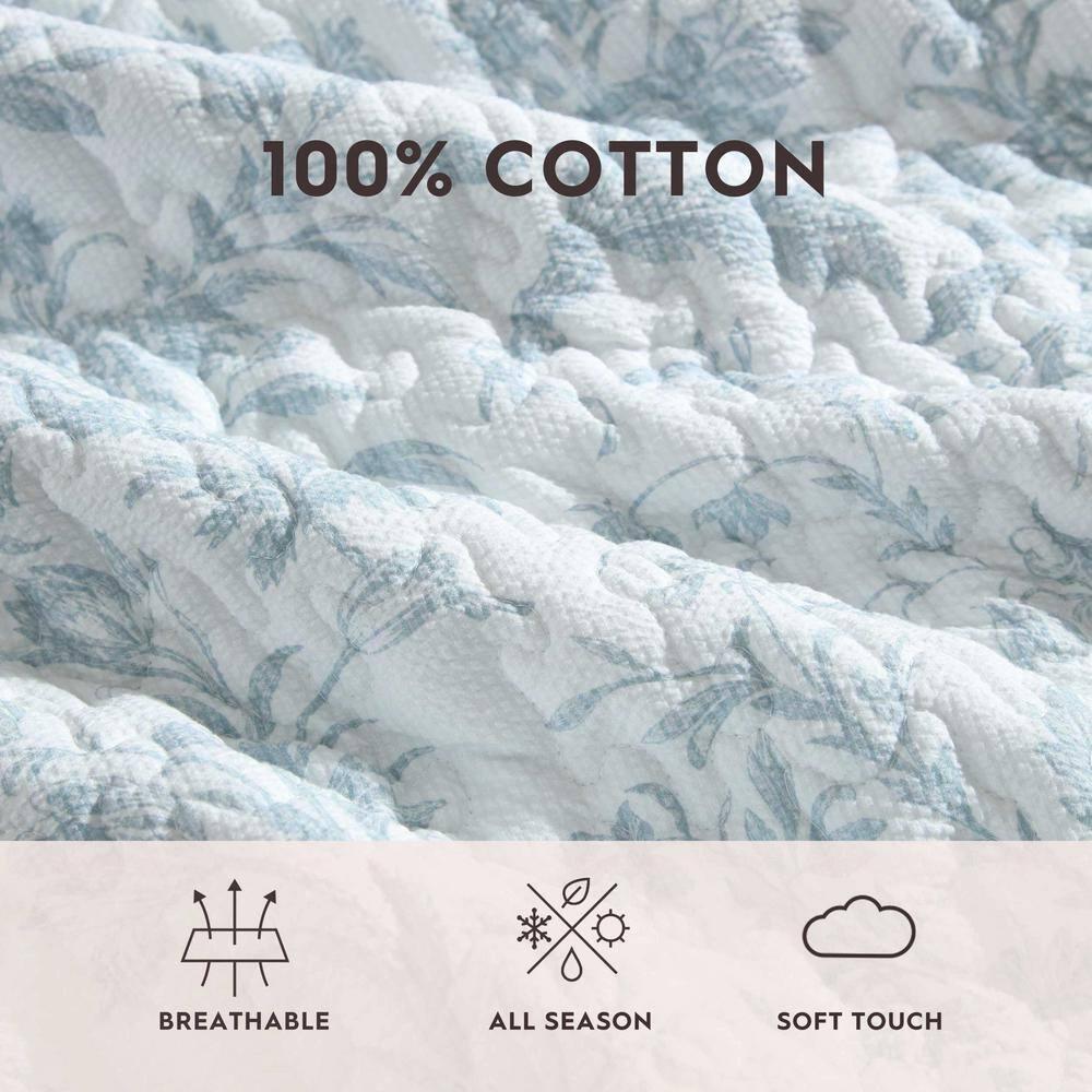 Amberly Blue Reversible Twin Microfiber Quilt Set