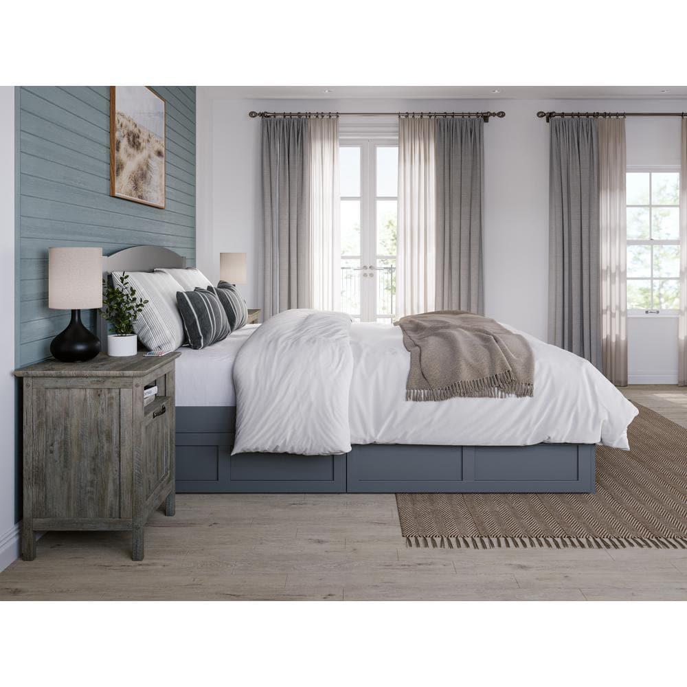 Warren Queen Bed with 2 Drawers in Grey
