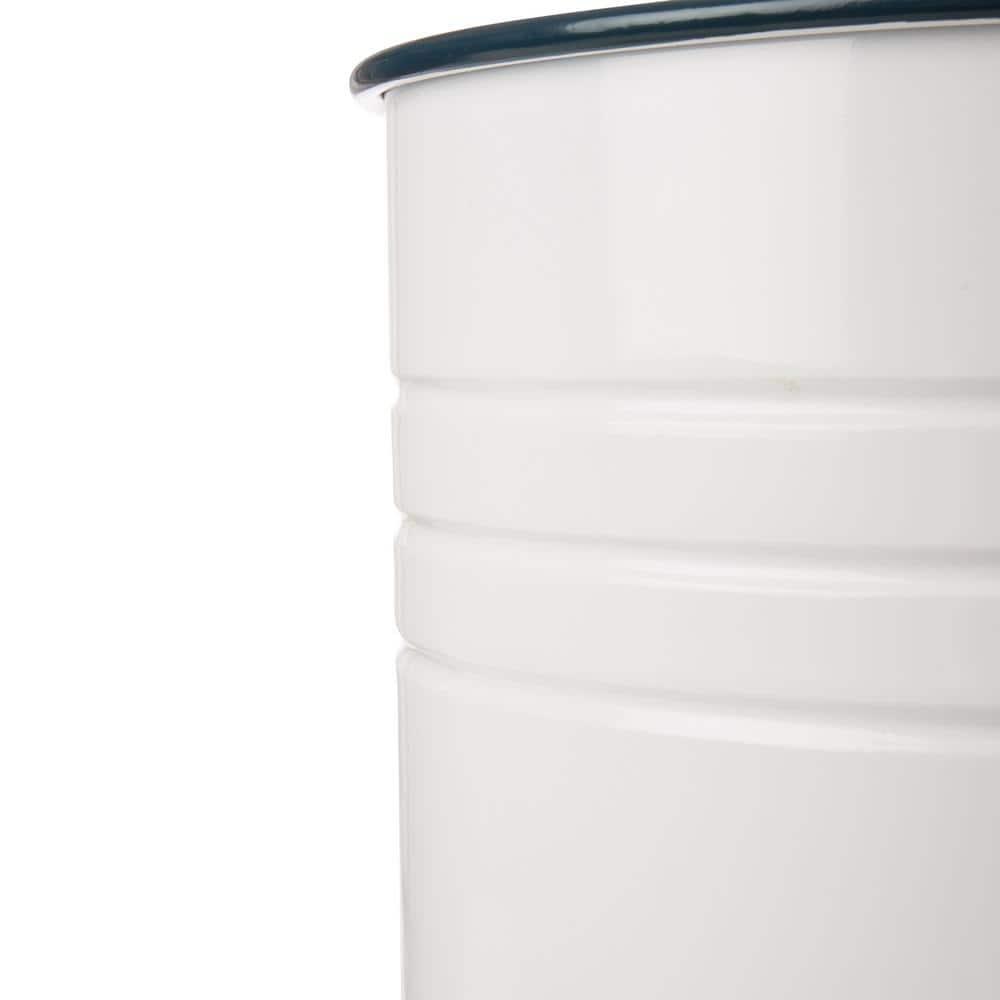 White Metal and Wood Farmhouse Storage Accent Stools, Set of 2