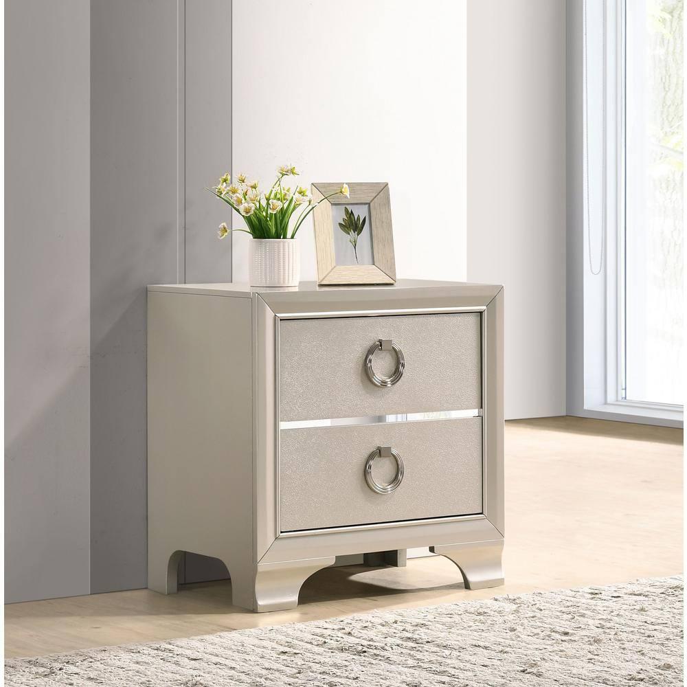 Salford 2-drawer Nightstand Metallic Sterling