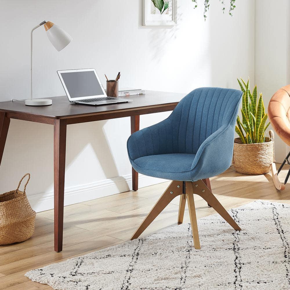 Art Leon Mid Century Accent Chair Fabric Swivel Beech Wood Legs, Light Blue