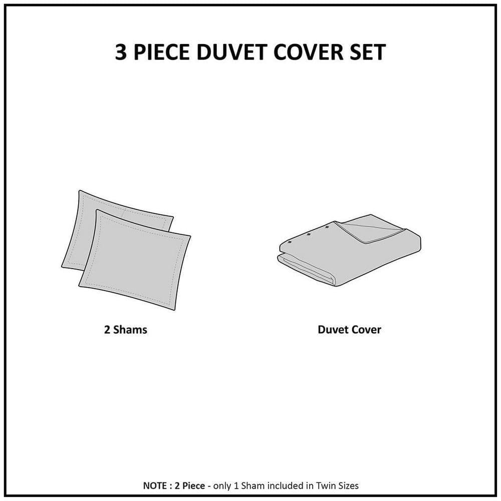 Marcus 3 Piece Cotton Waffle Weave Duvet Cover Set