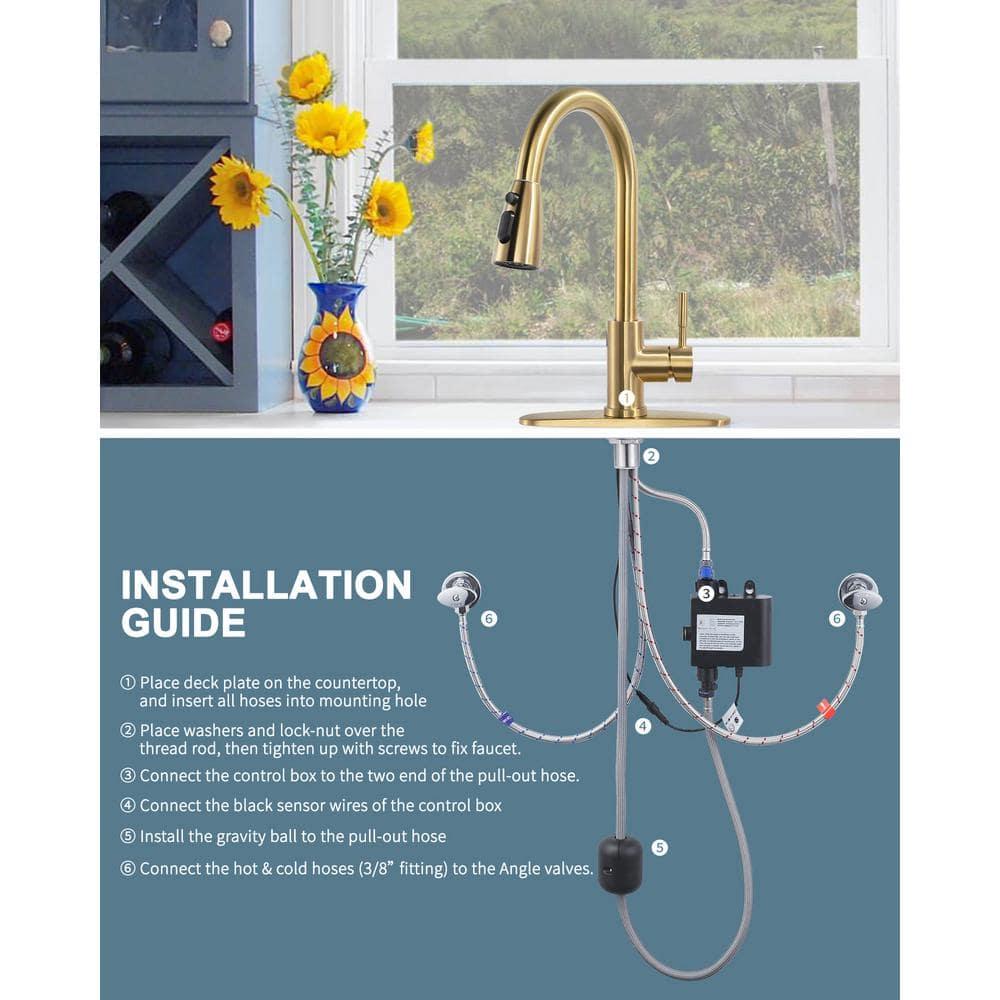 ARCORA AR7100301G-DC ARCORA Stainless Steel  Single Handle Pull-Down Sprayer Kitchen Faucet Set with Touchless Sensor