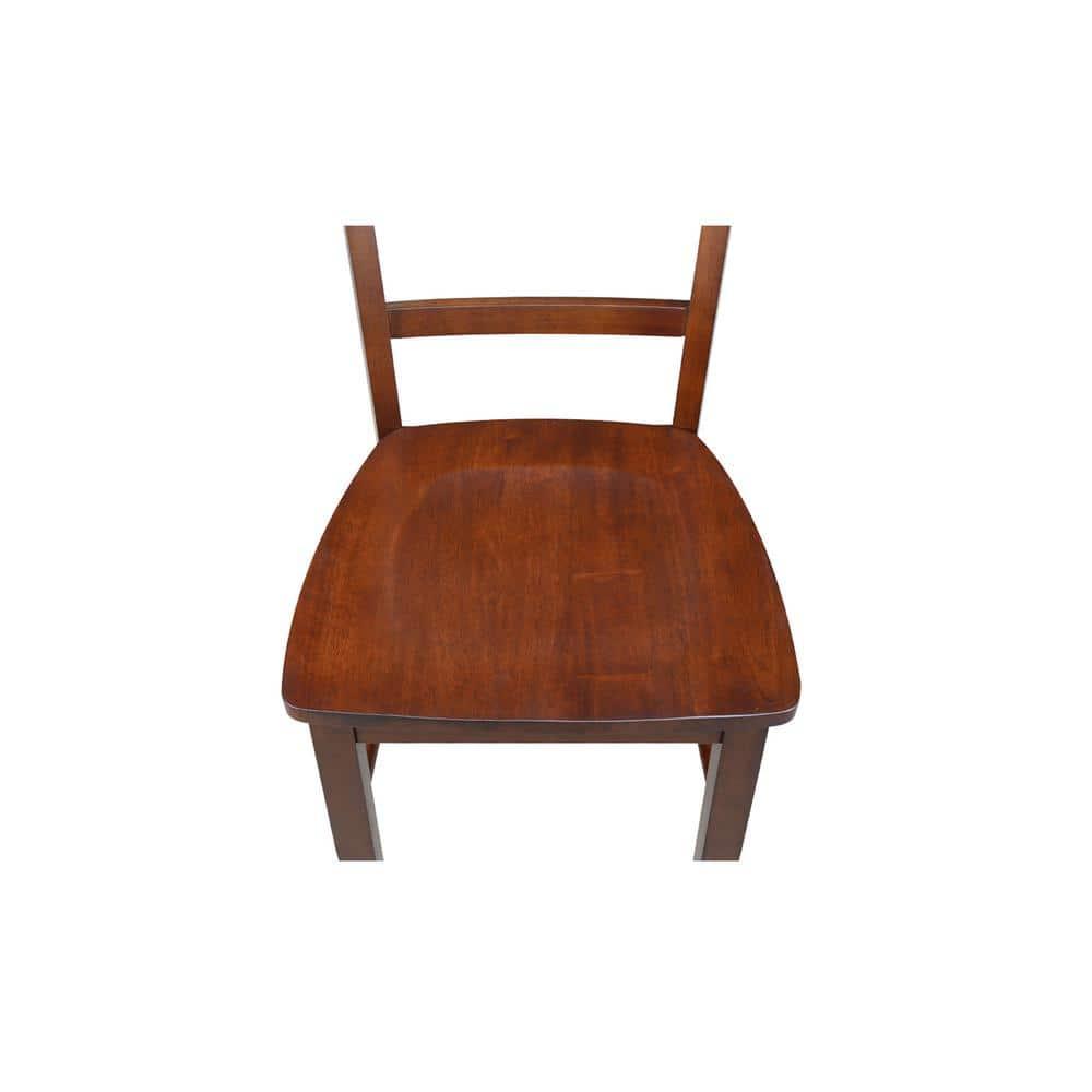 Set of 2 Madrid Ladderback Chairs Espresso - International Concepts: Rubberwood Frame, Mid-Century Modern Style