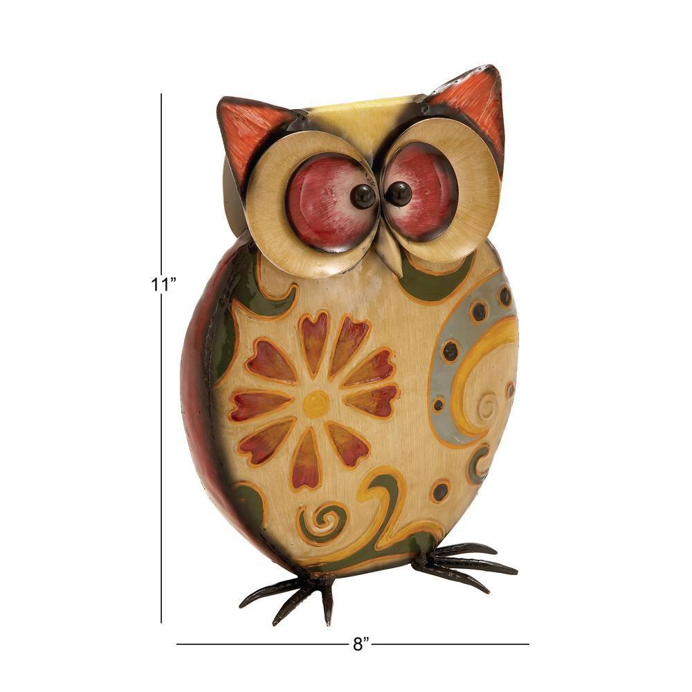 DecMode 11" Indoor Outdoor Owl Garden Sculpture with Floral Pattern
