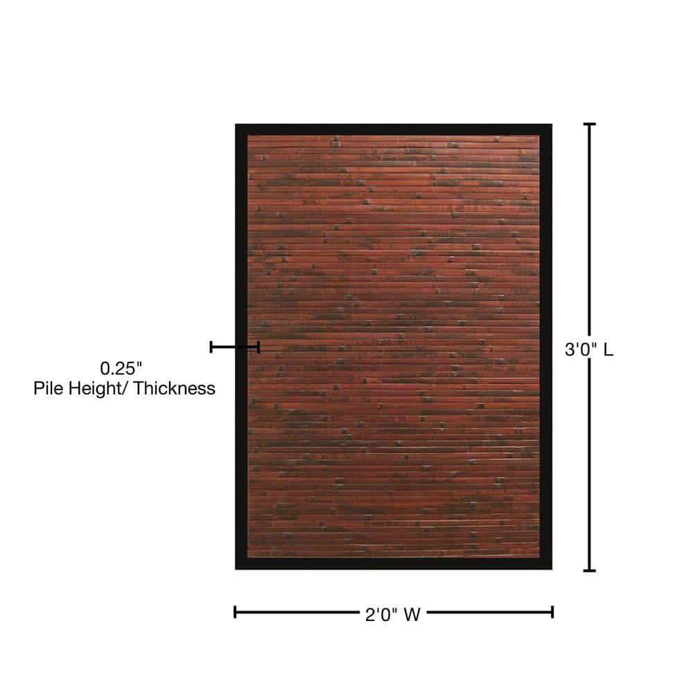 Anji Mountain Cobblestone Mahogany Bamboo Rug, 2' x 3', Brown