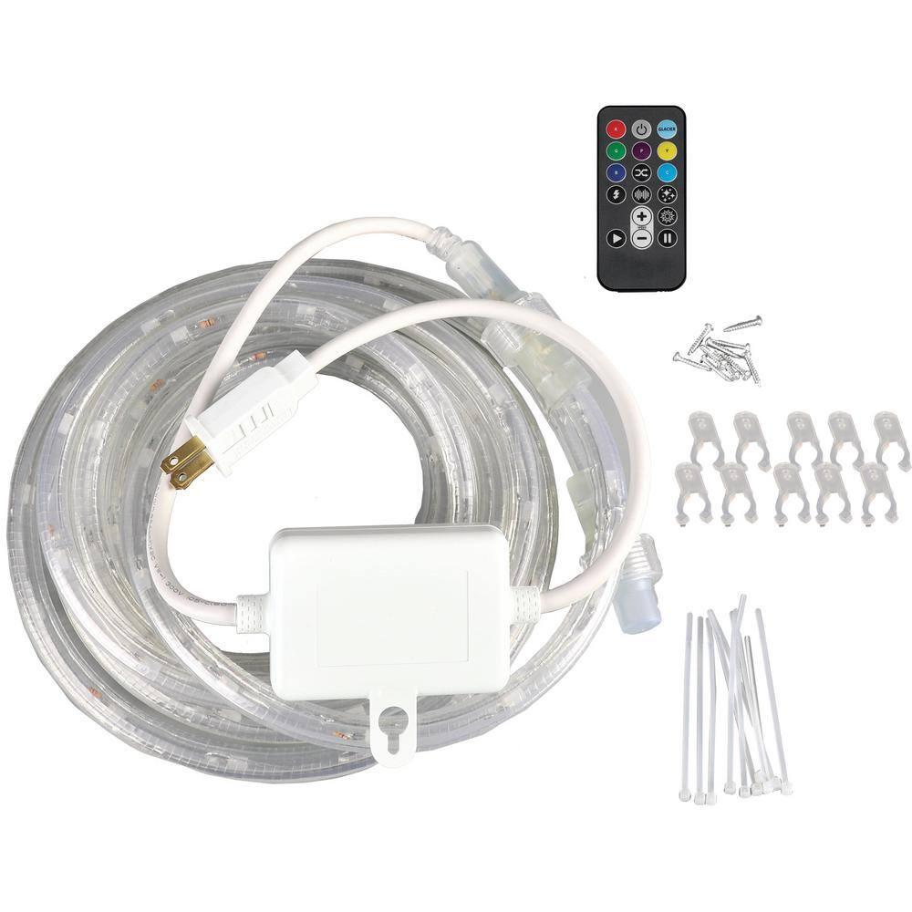 Pinegreen Lighting CL-TRL12RGB 12 ft. Plug-in LED RGB Color Changing Rope Light with Remote Control