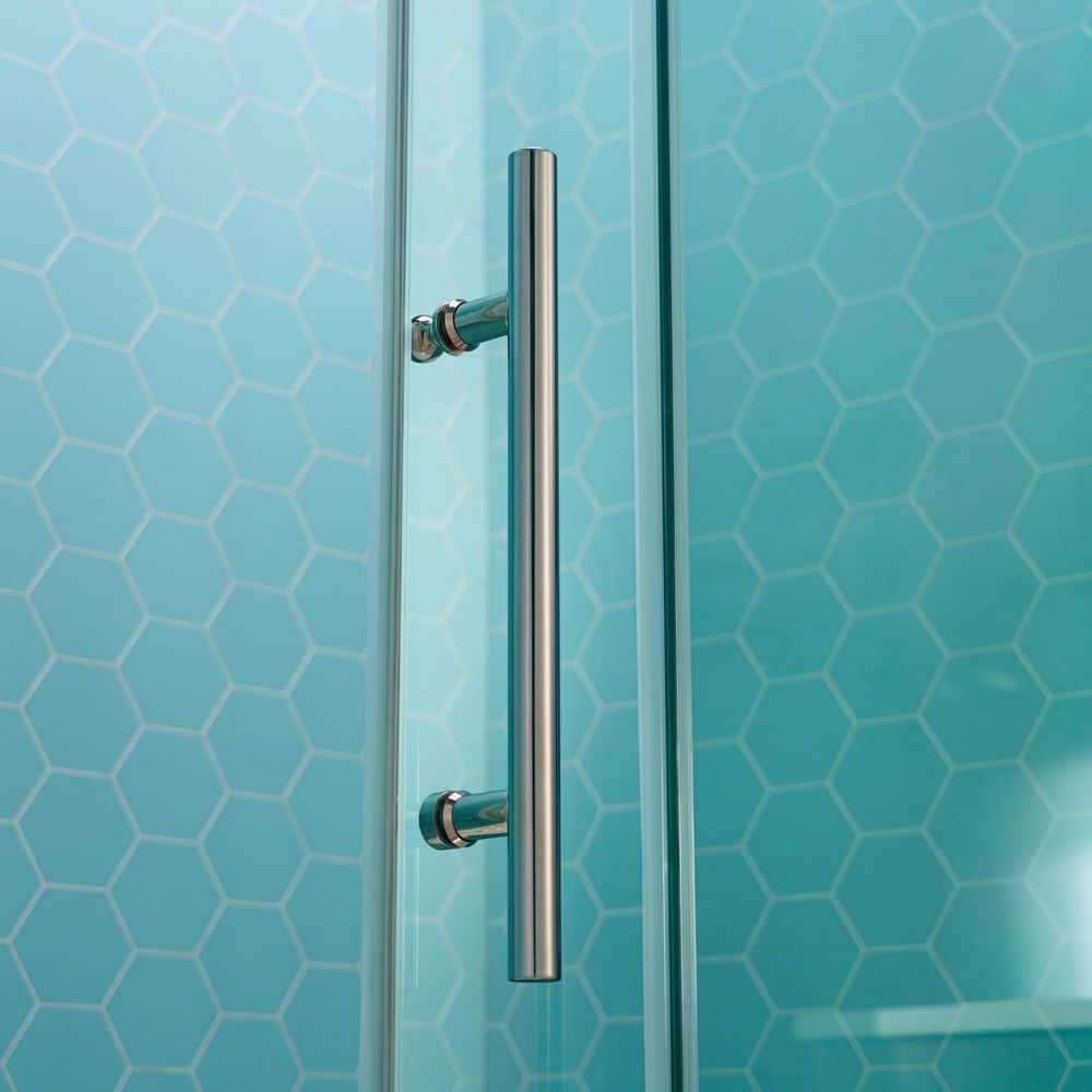 WoodBridge 44-48" W x 80" H Double Sliding Semi- Frameless Shower Door with 5/16"(8mm) Clear Tempered Glass SURFK-4880--CH