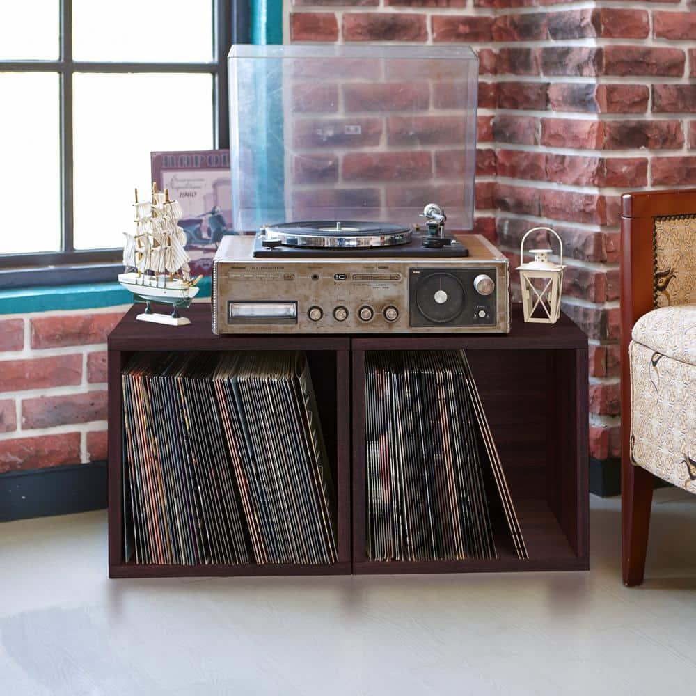 Way Basics Modular Vintage Vinyl Record Storage Blox Cube, Organizer Shelf (Fits 65-70 Album)