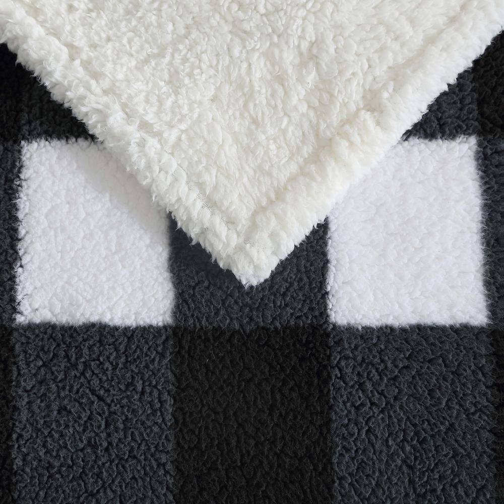 50"x60" Cabin Plaid Reversible Throw Blanket White/Black - Eddie Bauer: Soft Fleece, Travel-Friendly, Machine Washable