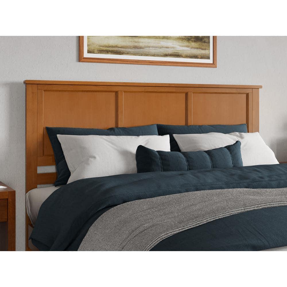 AFI Charlotte King Wood Low Profile Platform Bed with Matching Footboard, Light Toffee