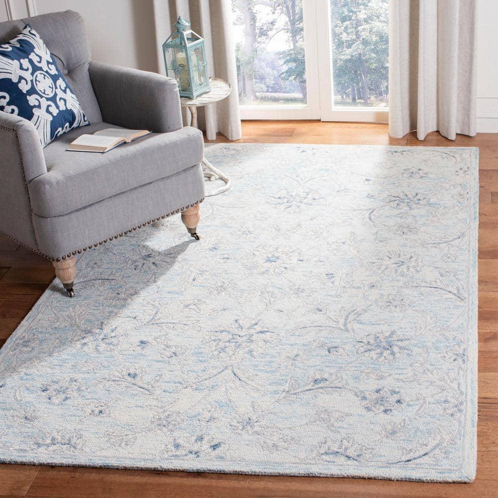Micro-Loop MLP506 Hand Tufted Indoor Area Rug - Light Blue/Ivory - 4'x6'- Safavieh