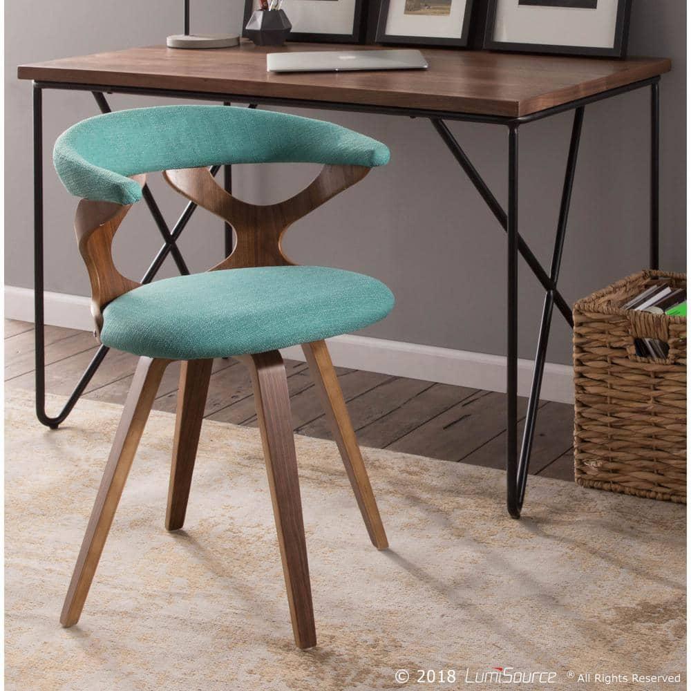 Gardenia Mid-Century Modern Dining Accent Chair with Swivel Teal - LumiSource: Upholstered, Wood Legs, No Assembly Required