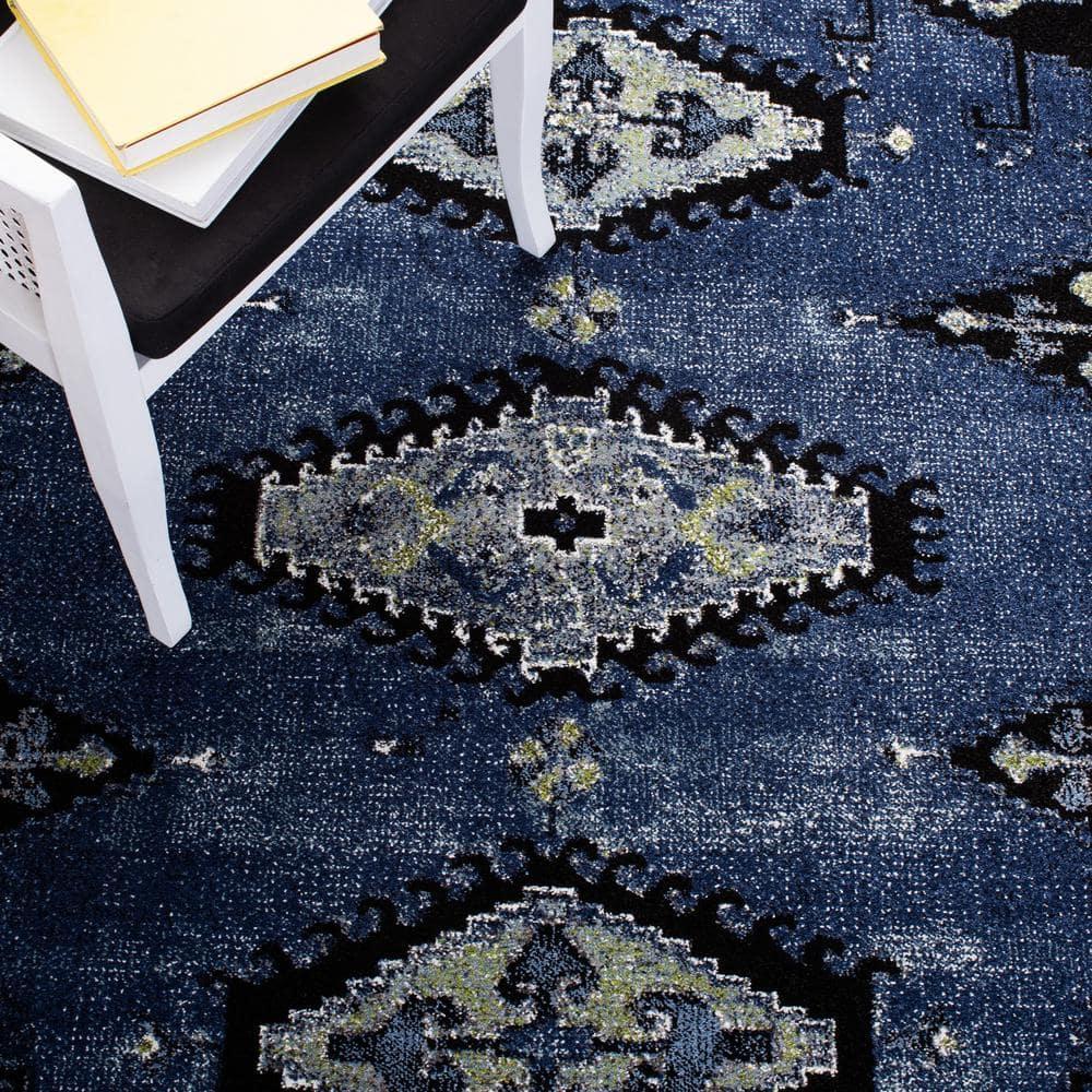 Vintage Hamadan VTH251 Power Loomed Area Rug - Blue/Black - 5'3"x7'6" - Safavieh.