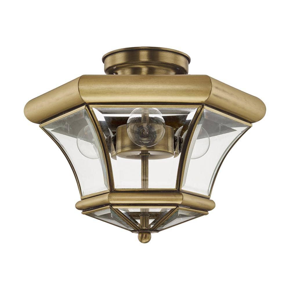 Livex Lighting Monterey 3 - Light Flush Mount in  Antique Brass