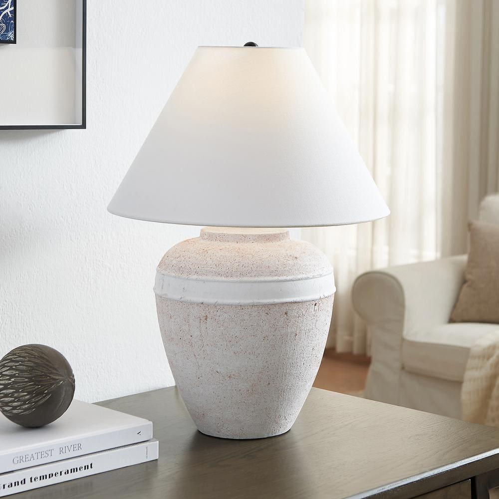 Evelyn&Zoe Chiara 22.5" Modern Ceramic Table Lamp with White Cone Fabric Shade