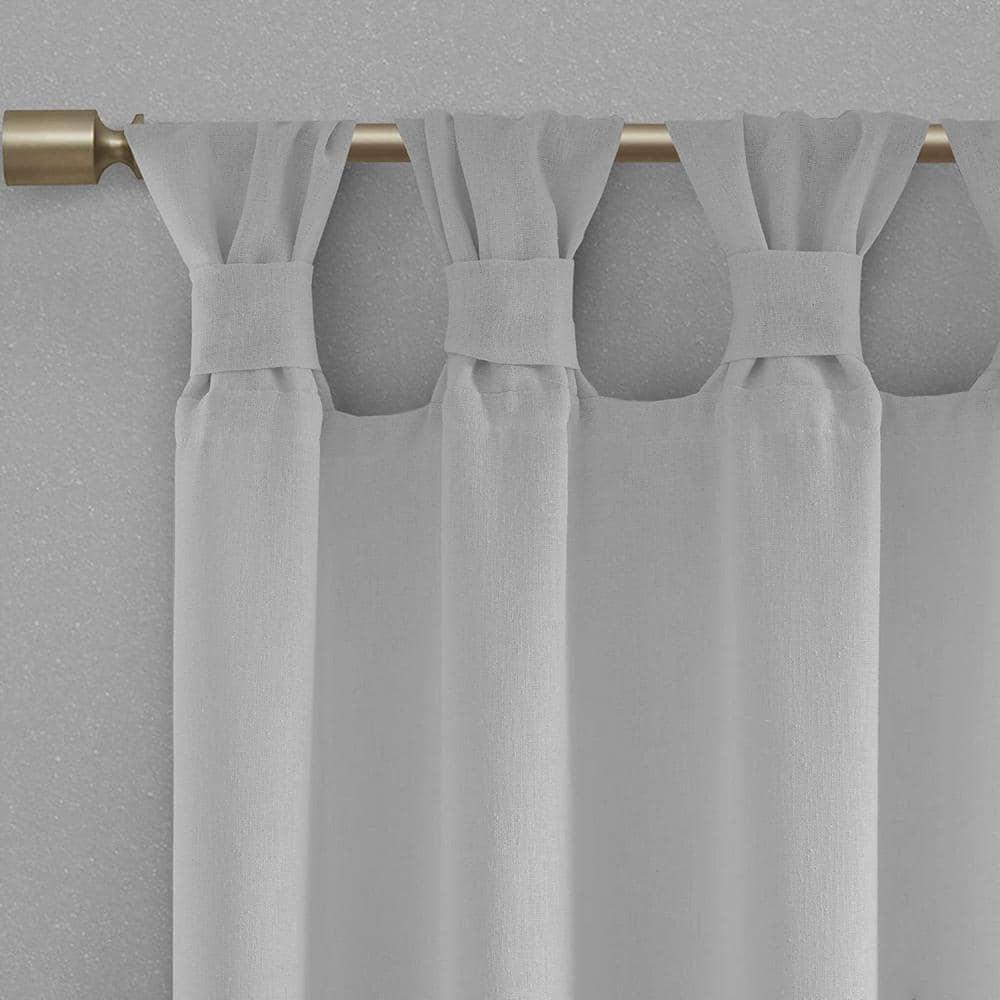 Madison Park Rosette Floral Embellished Cuff Tab Top Solid Single Curtain Panel