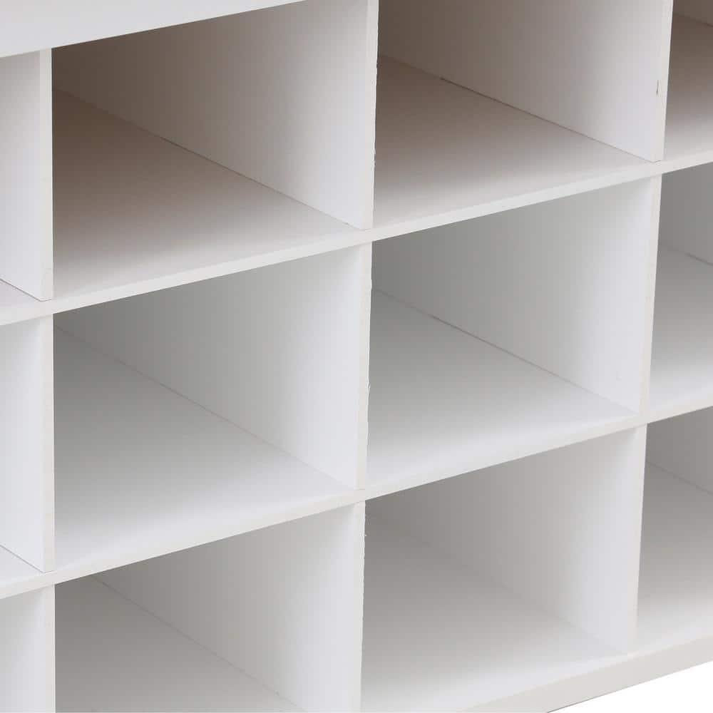 18 pair Shoe Storage Cubbie Bench White - Prepac: Mudroom Organizer, Fits Size 13