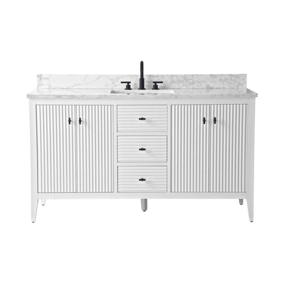 60'' Single Bathroom Vanity with Engineered Marble Top