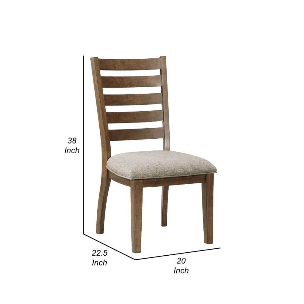 Benjara BM316760 23 in. Trea Ladder Back Brown & Beige Cushioned Seat Side Dining Chair