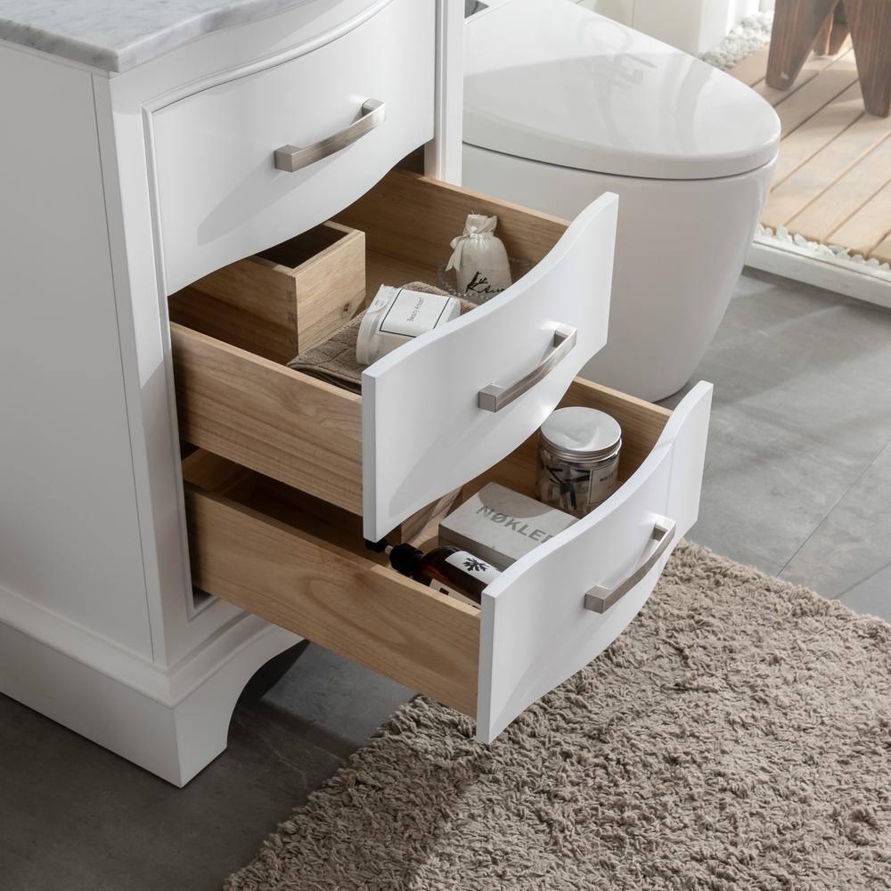 Monroe 24'' White Solid Wood Vanity with Carrara Marble Top