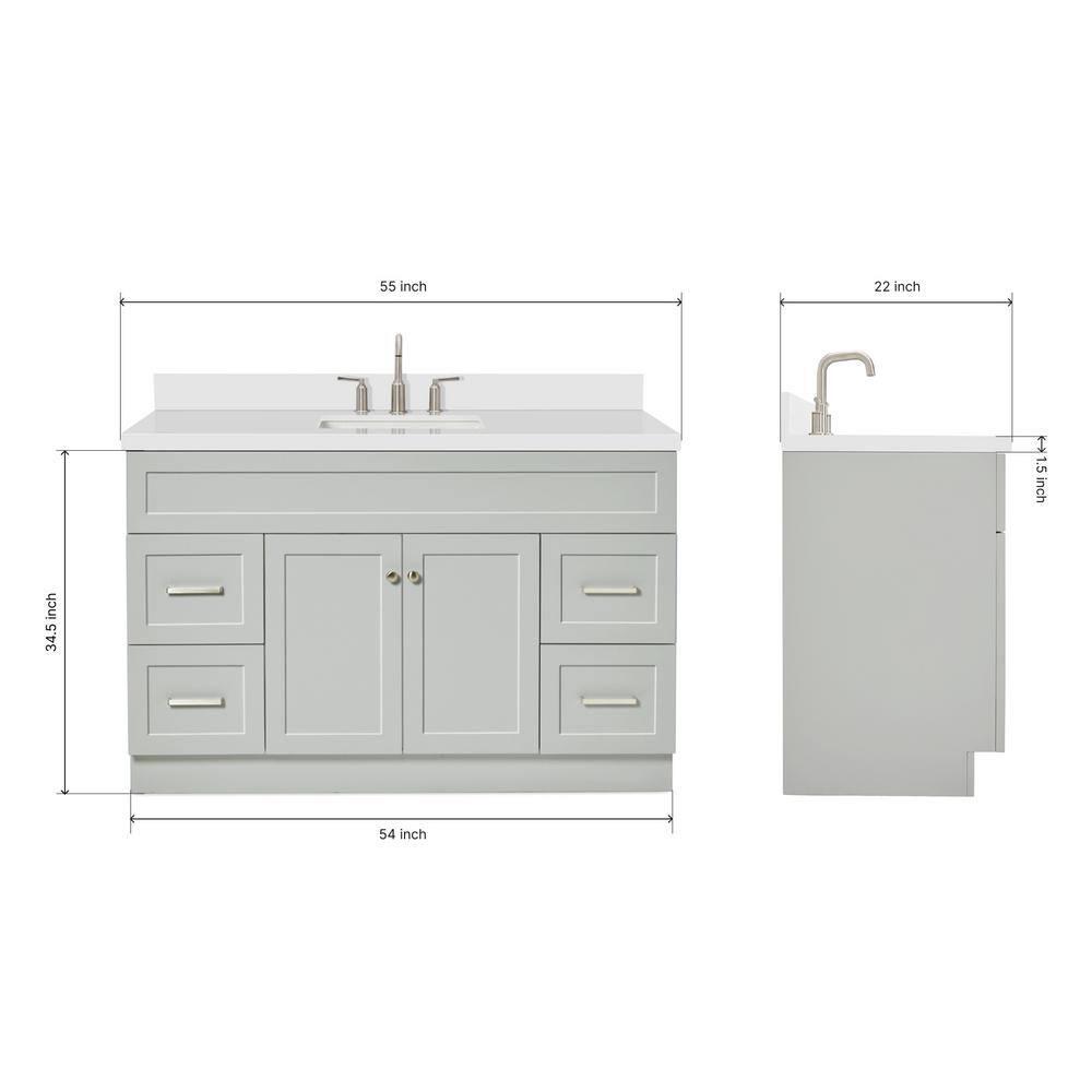 Ariel F055s-Wq-Vo Hamlet 55" Freestanding Single Basin Vanity Set - Grey