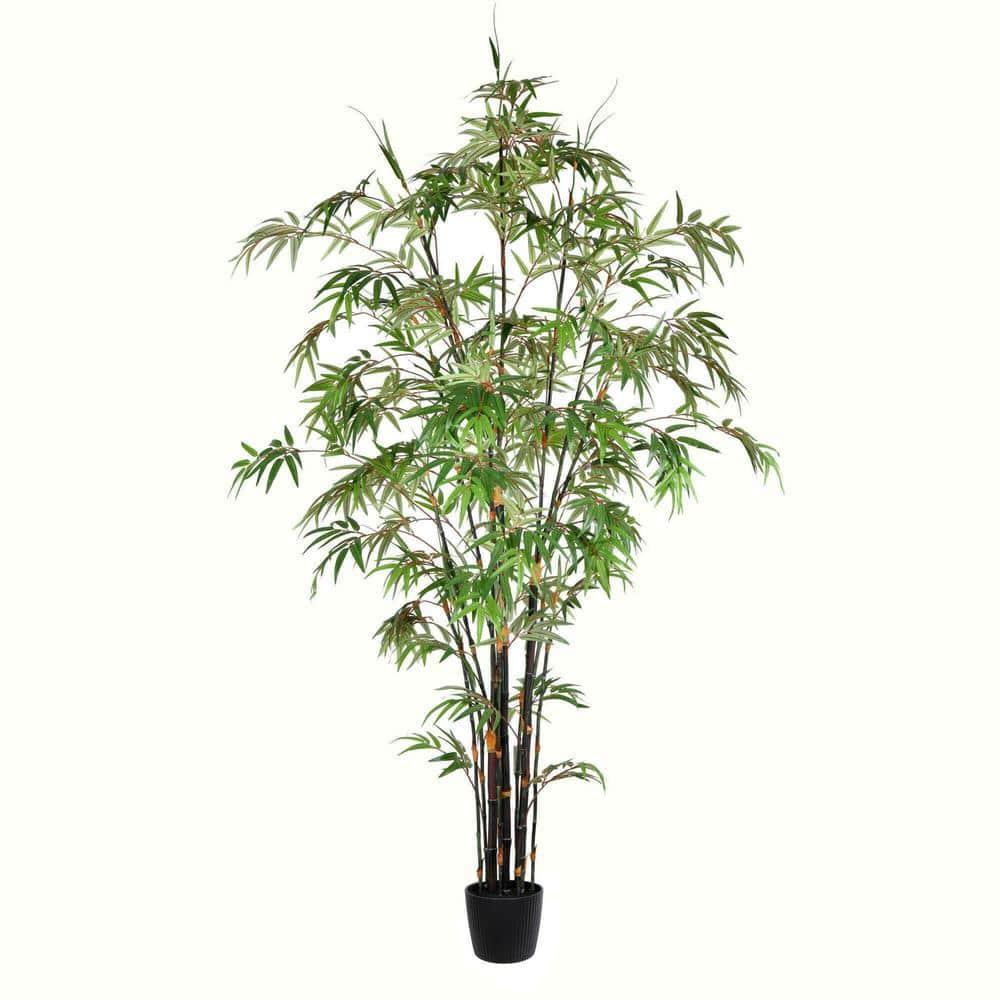 Vickerman 7' Artificial Potted Black Japanese Bamboo Tree. In a 7"Lx7"Wx6"H base.