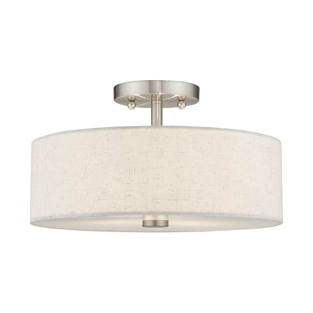 Livex Lighting Meridian 2 - Light Semi-Flush Mount in  Brushed Nickel